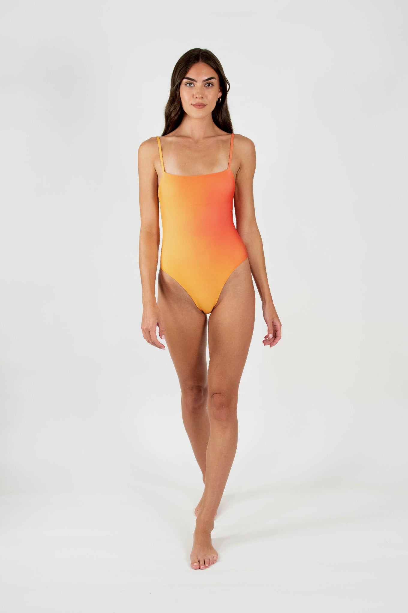 Naranja straight neck One Piece Swimsuit