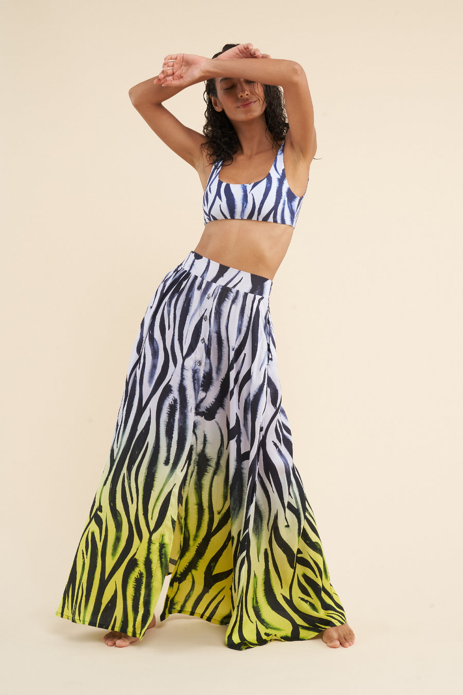 Zebra Ombré Button Down maxi skirt - shopsigal