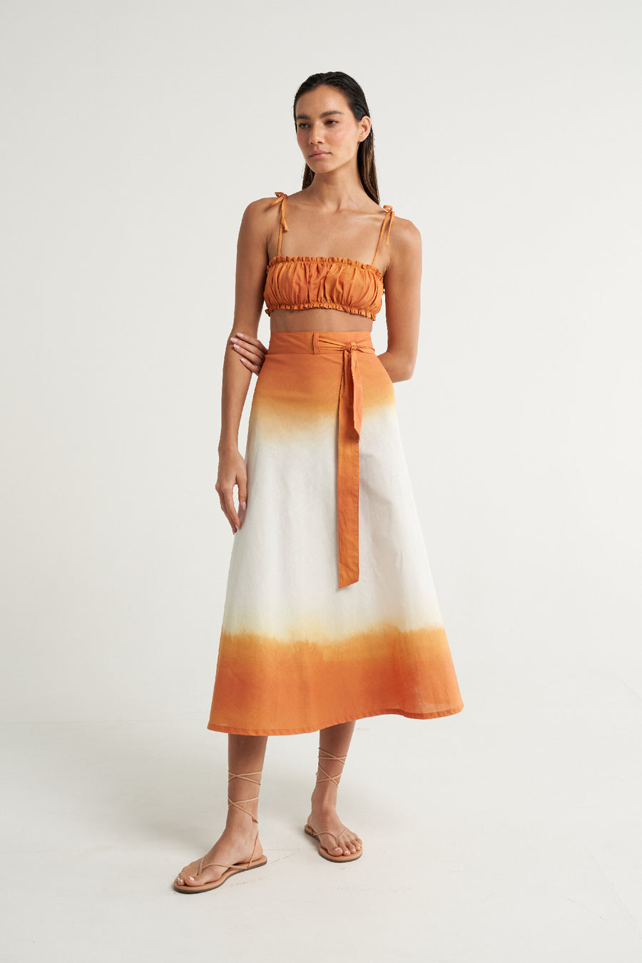 Wrap Circle Skirt Naranja - shopsigal