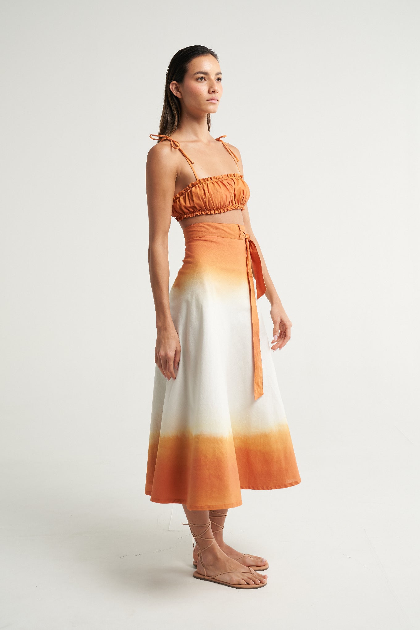 Ruched Bandeau Top Naranja - shopsigal