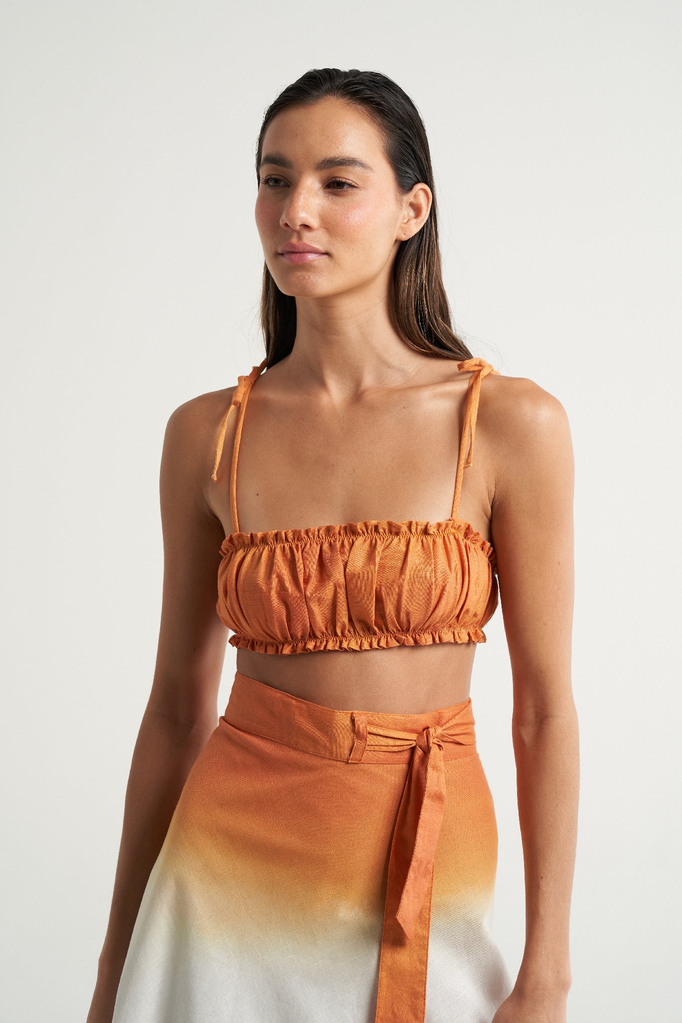 Ruched Bandeau Top Naranja - shopsigal