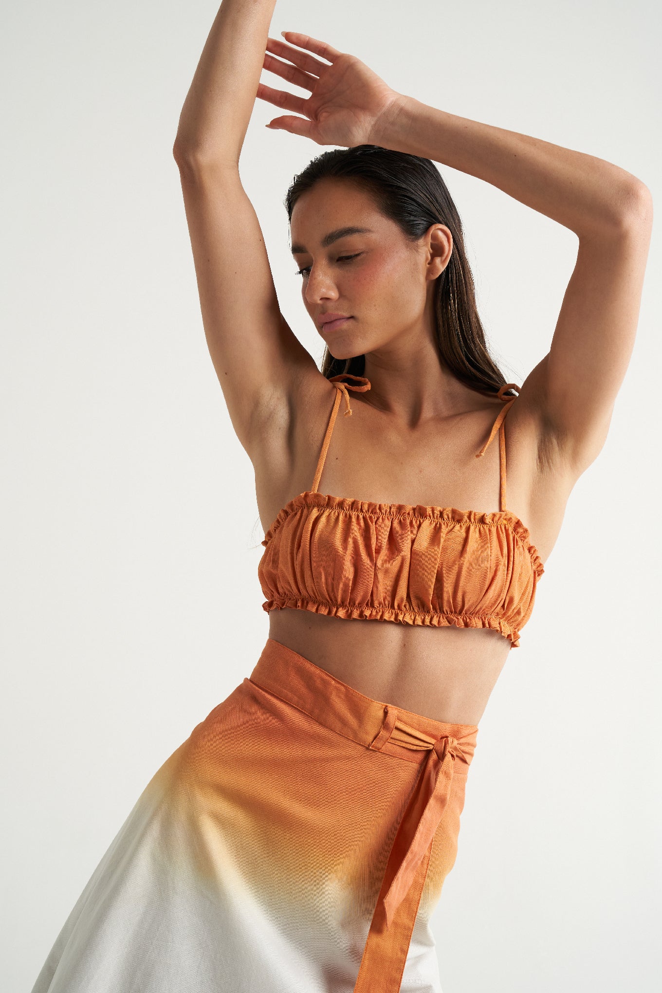 Ruched Bandeau Top Naranja - shopsigal