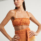 Ruched Bandeau Top Naranja - shopsigal