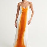 Long Tie Back Dress Naranja - shopsigal