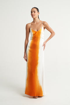 Long Tie Back Dress Naranja - shopsigal
