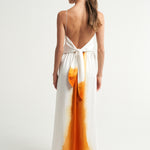 Long Tie Back Dress Naranja - shopsigal