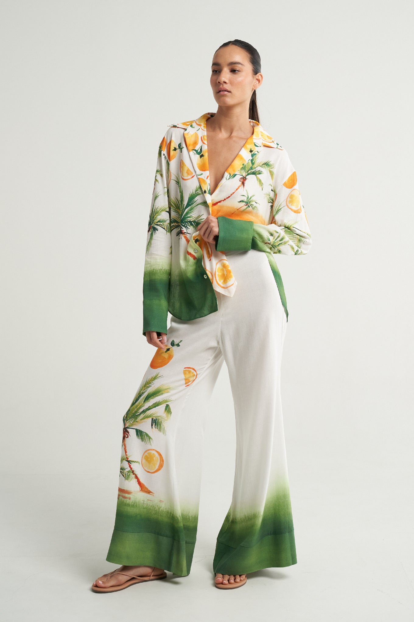 Long Sleeve Shirt Miami Oranges Palms - shopsigal