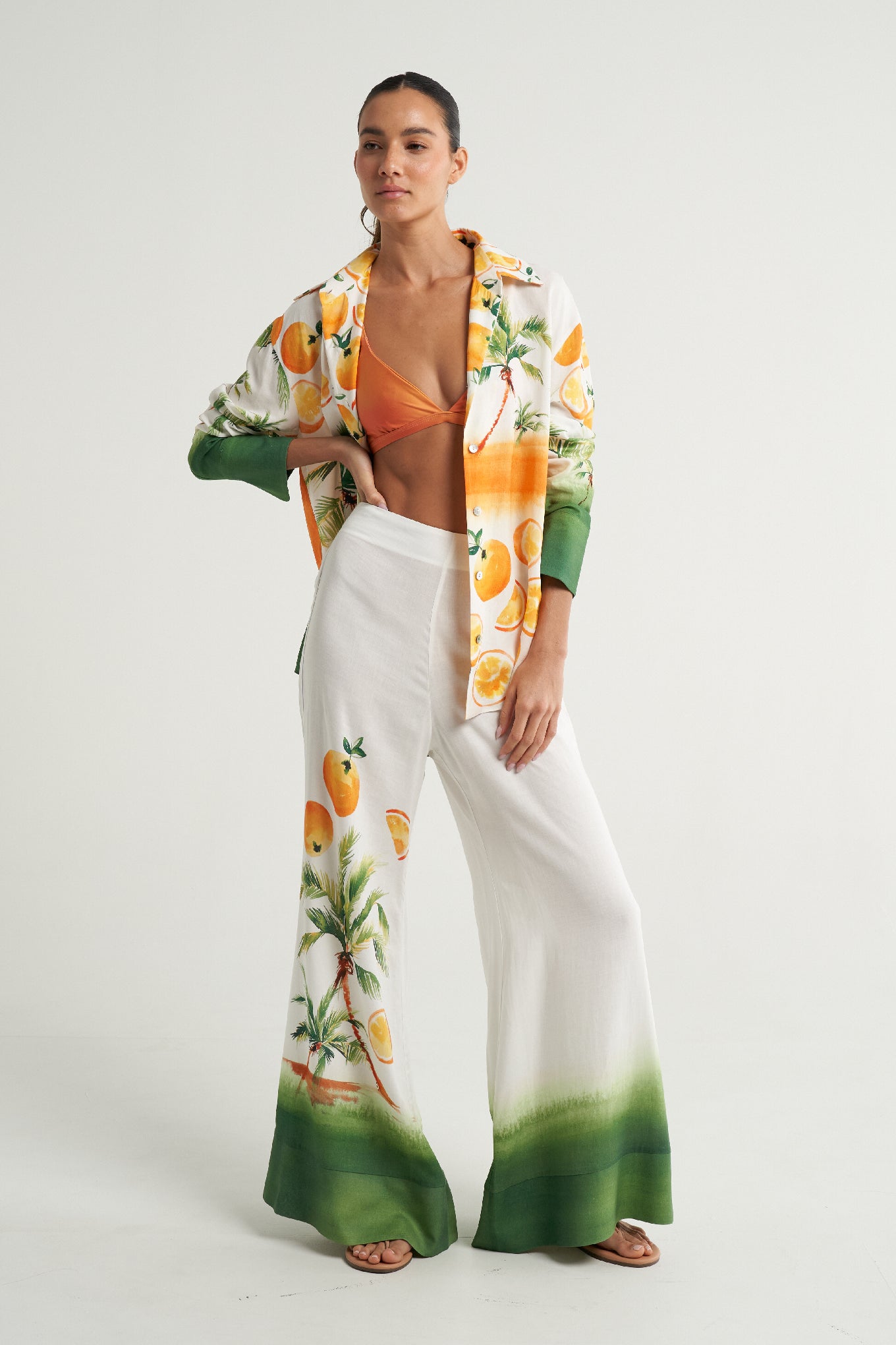 Flared Pants Oranges Palms - shopsigal