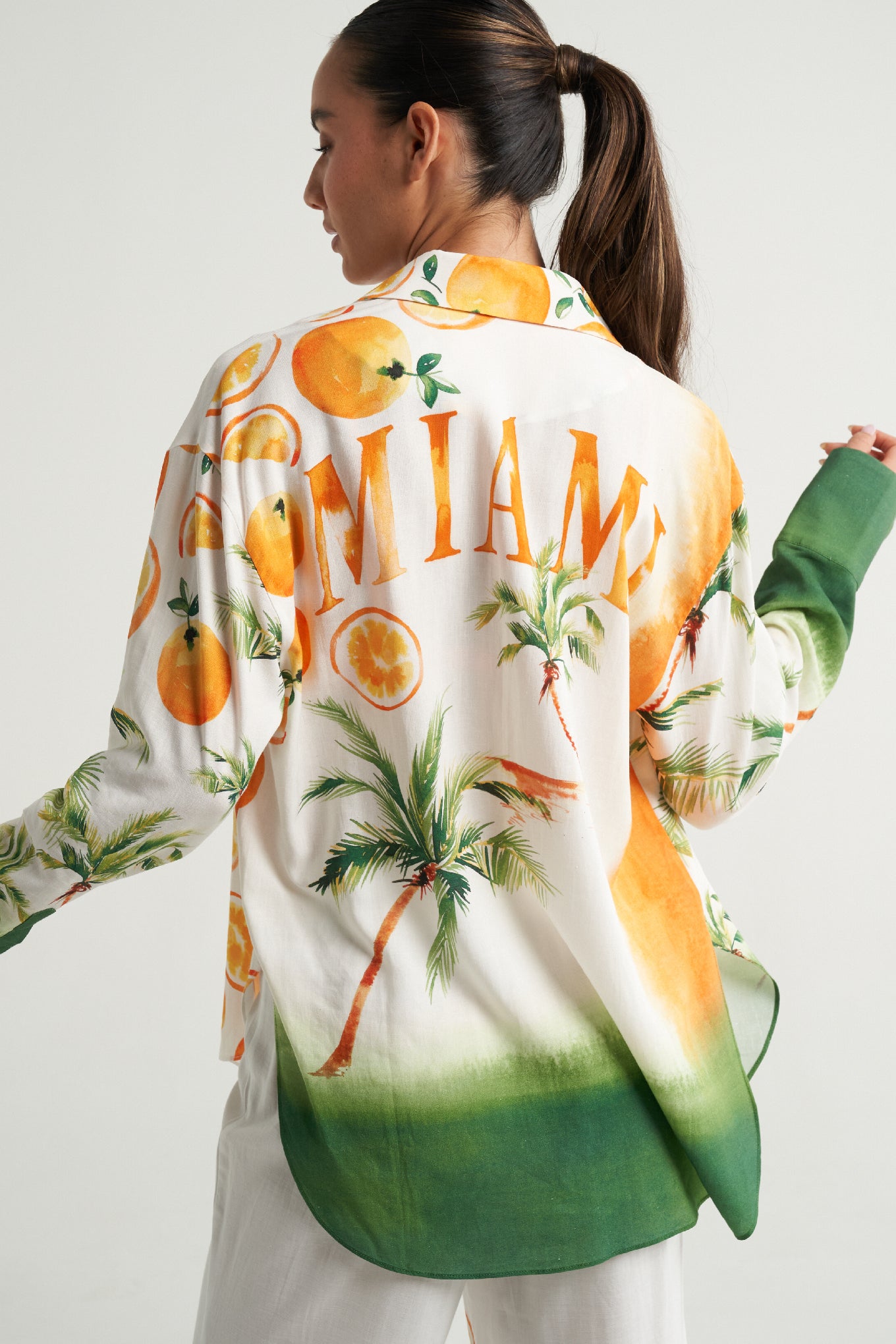 Long Sleeve Shirt Miami Oranges Palms - shopsigal