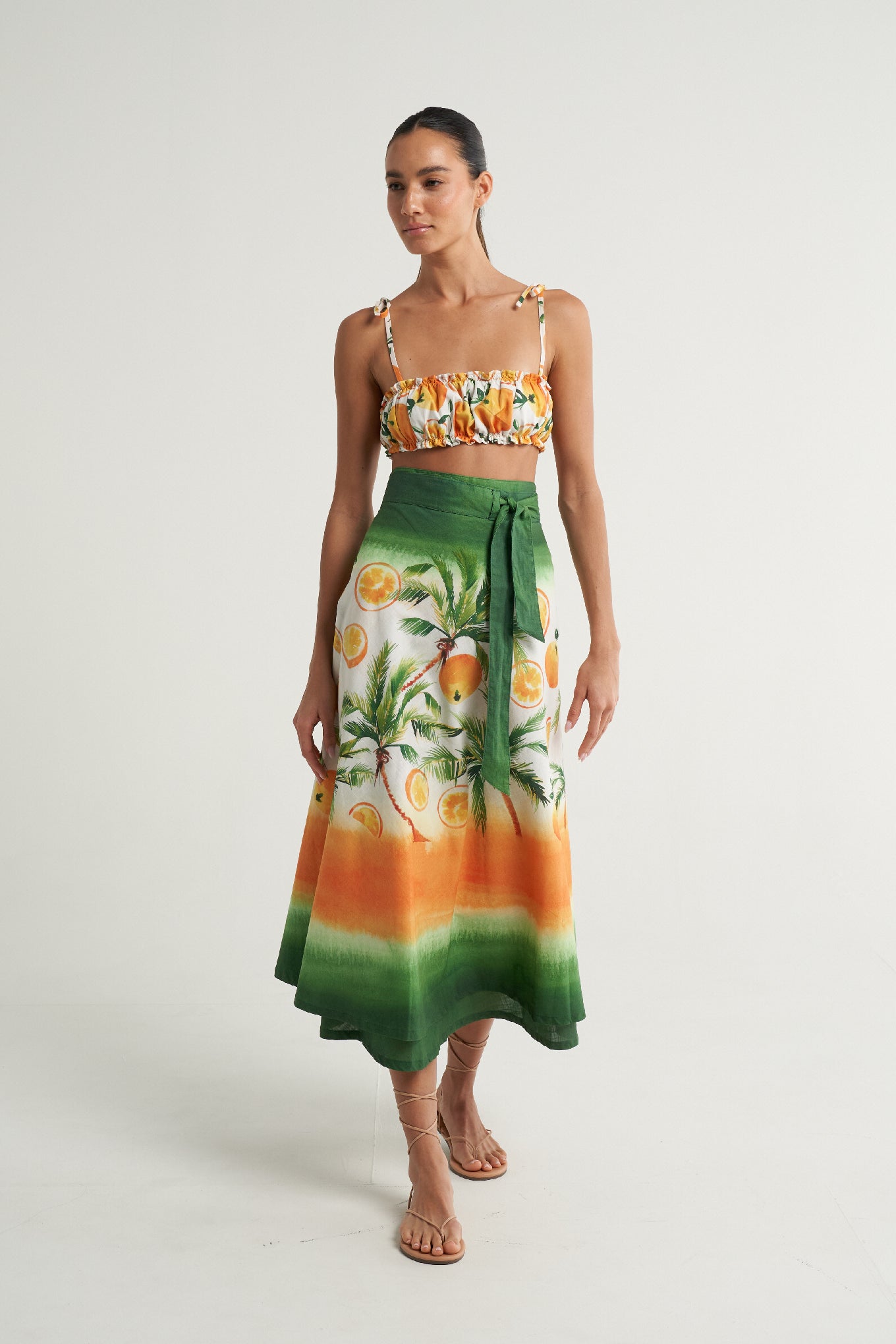 Wrap Circle Skirt Oranges Palms - shopsigal