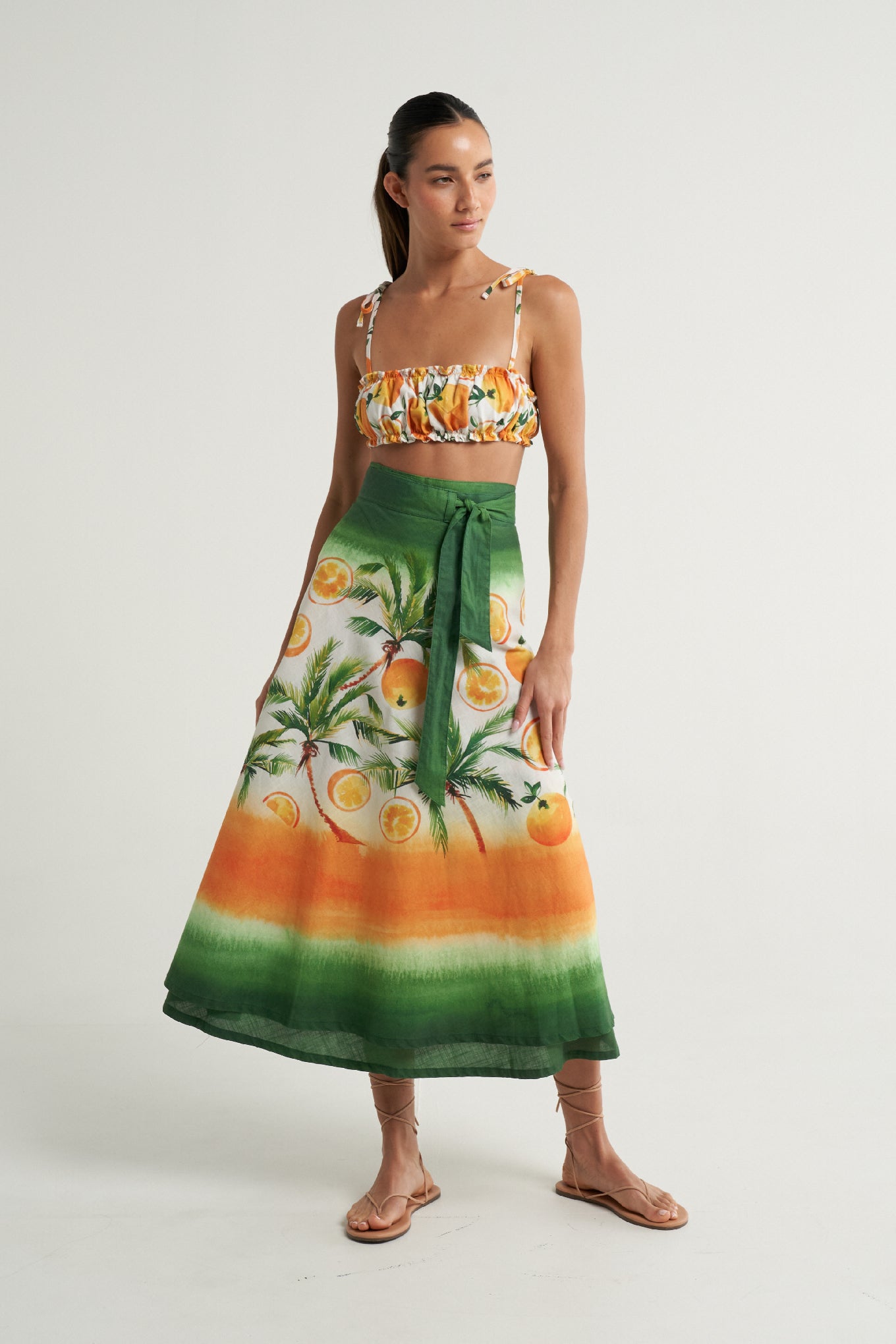 Wrap Circle Skirt Oranges Palms - shopsigal
