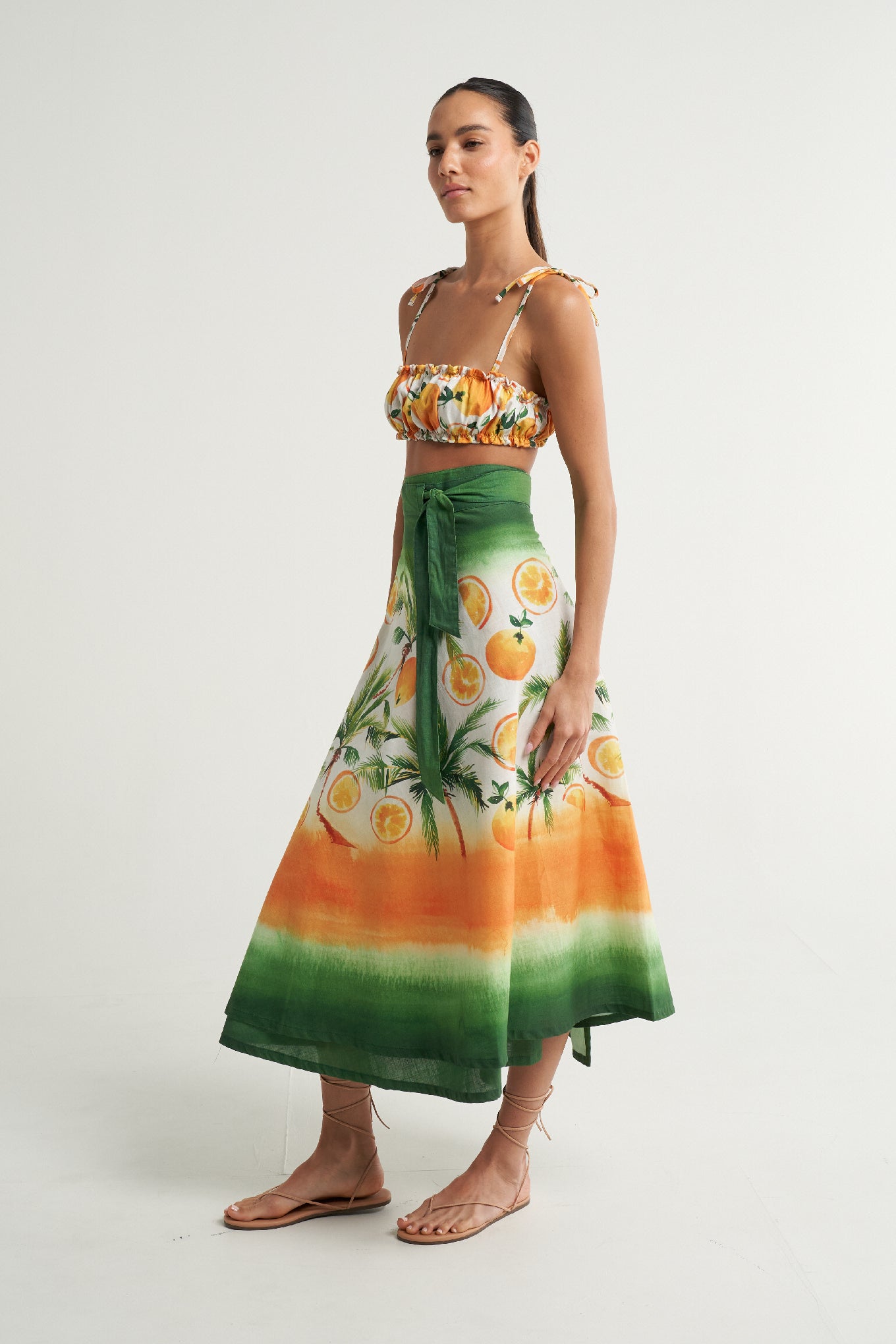 Wrap Circle Skirt Oranges Palms - shopsigal