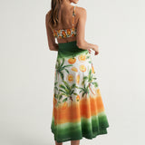 Ruched Bandeau Top Oranges Palms - shopsigal