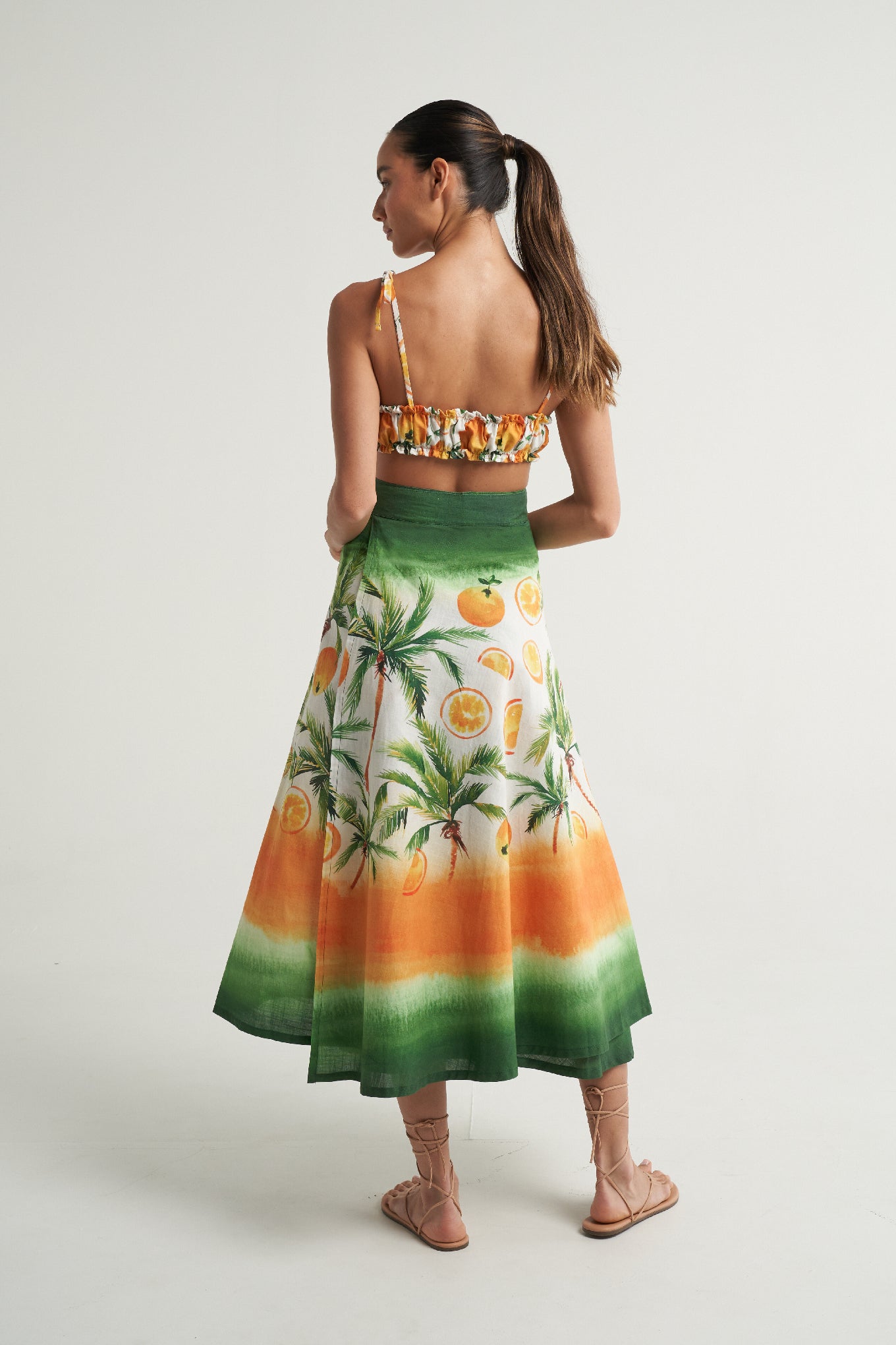 Wrap Circle Skirt Oranges Palms - shopsigal