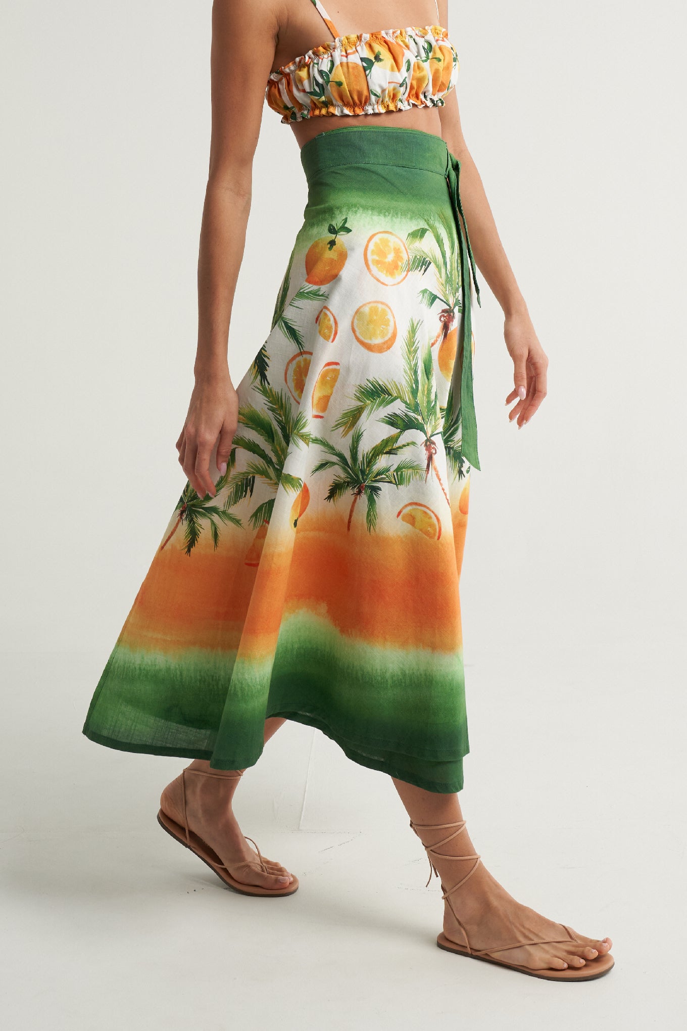 Wrap Circle Skirt Oranges Palms - shopsigal