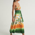 Ruched Bandeau Top Oranges Palms - shopsigal