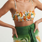 Ruched Bandeau Top Oranges Palms - shopsigal