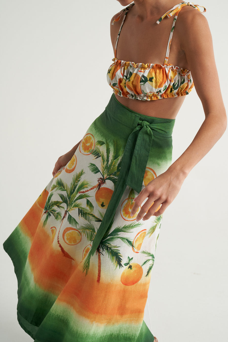 Wrap Circle Skirt Oranges Palms - shopsigal