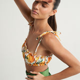 Ruched Bandeau Top Oranges Palms - shopsigal