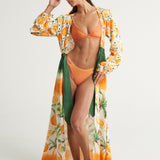 Long Sleeve Cover Up Oranges Palms - shopsigal
