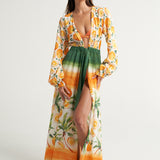 Long Sleeve Cover Up Oranges Palms - shopsigal