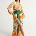 Long Sleeve Cover Up Oranges Palms - shopsigal