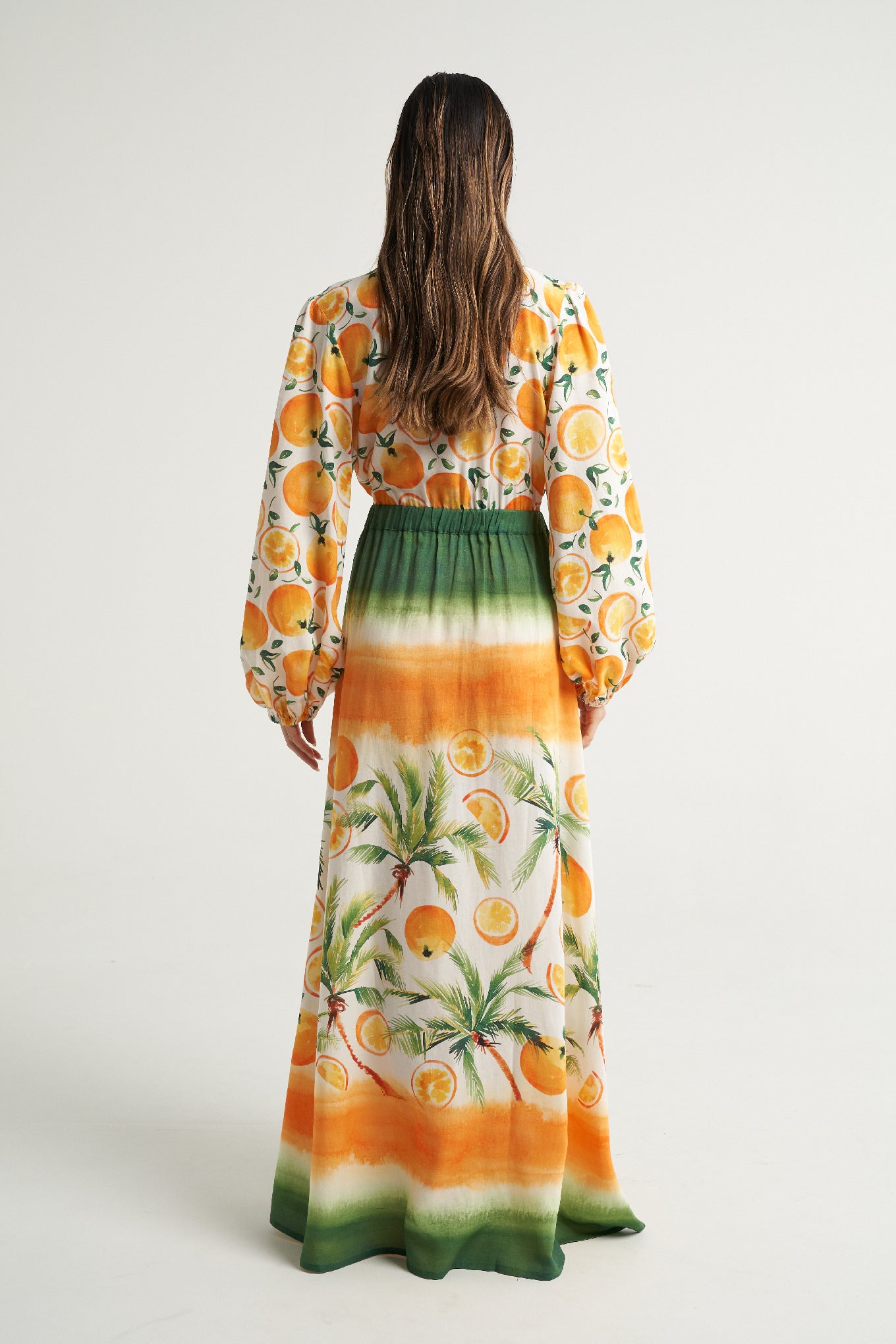 Long Sleeve Cover Up Oranges Palms - shopsigal