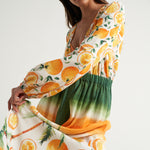 Long Sleeve Cover Up Oranges Palms - shopsigal