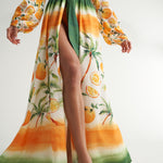 Long Sleeve Cover Up Oranges Palms - shopsigal
