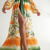 Long Sleeve Cover Up Oranges Palms - shopsigal