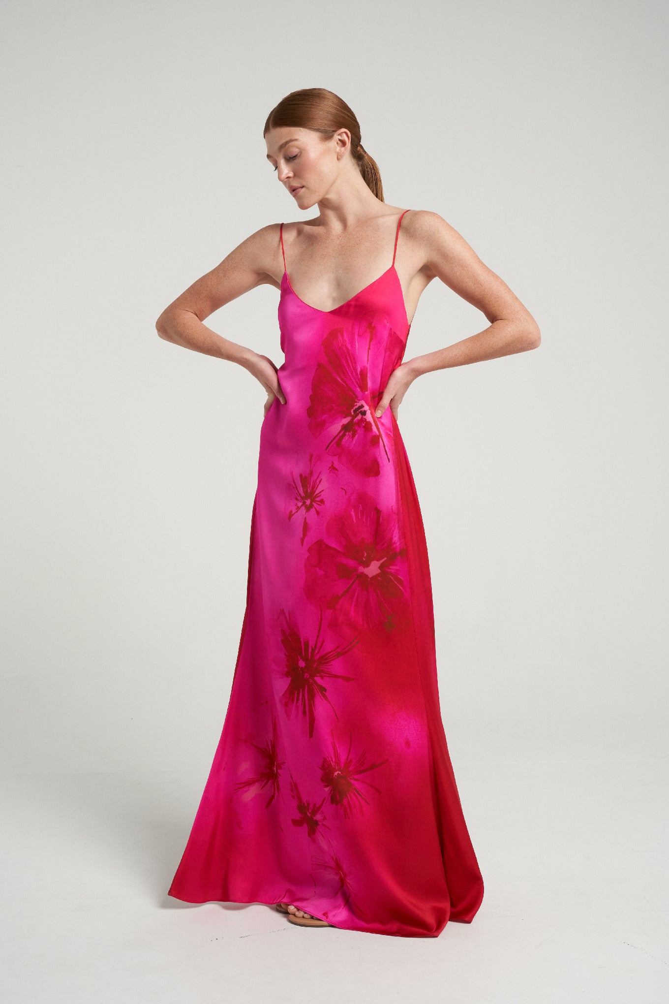 Long Tie Back Dress Magenta - shopsigal