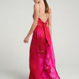 Long Tie Back Dress Magenta - shopsigal