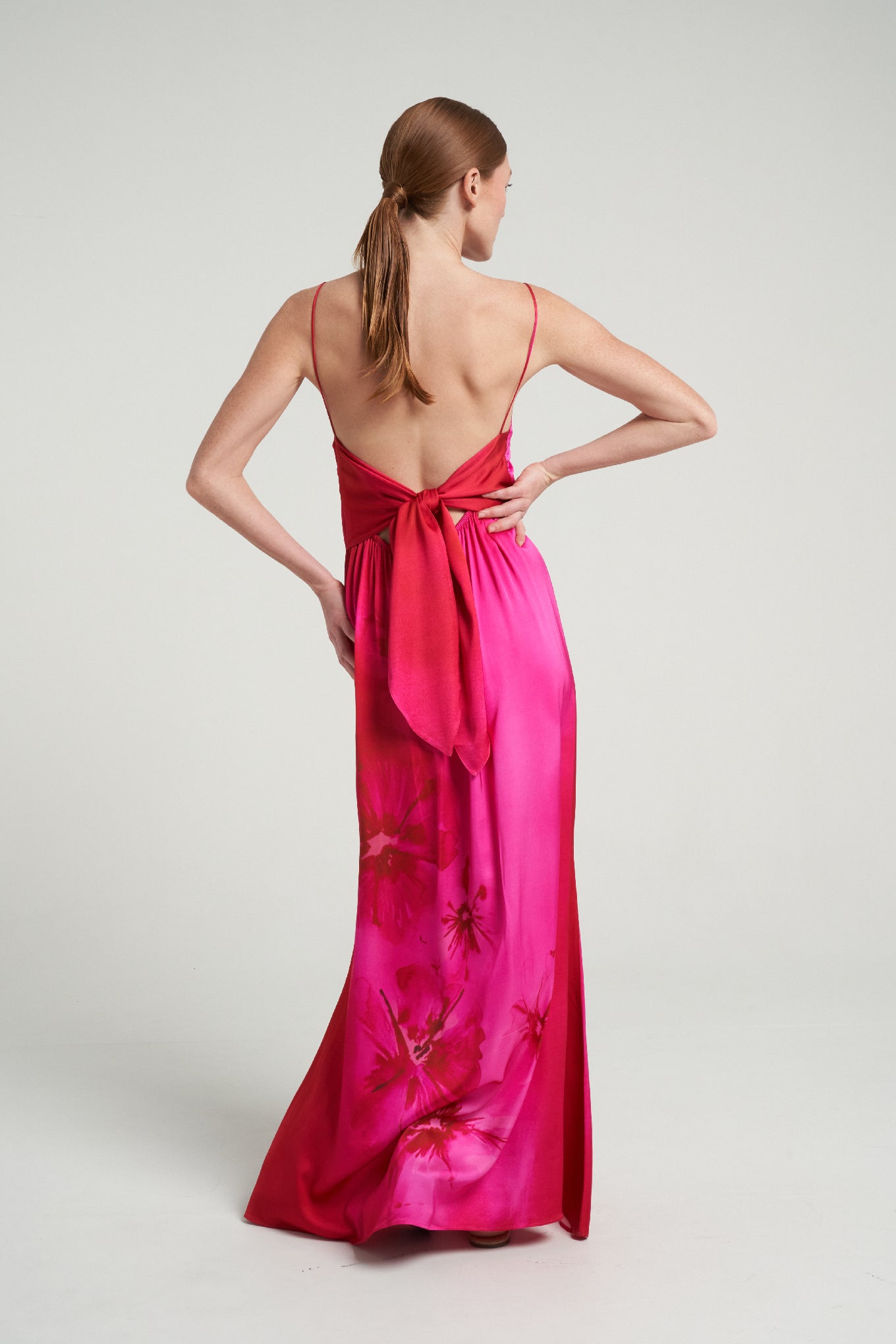 Long Tie Back Dress Magenta - shopsigal