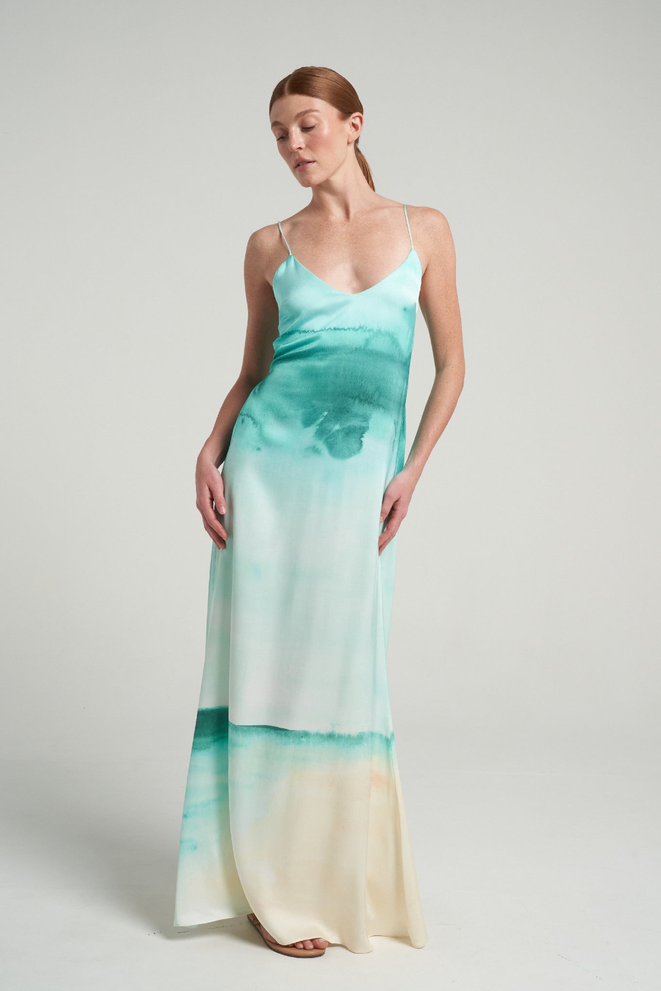Long Tie Back Dress Oasis Aqua - shopsigal