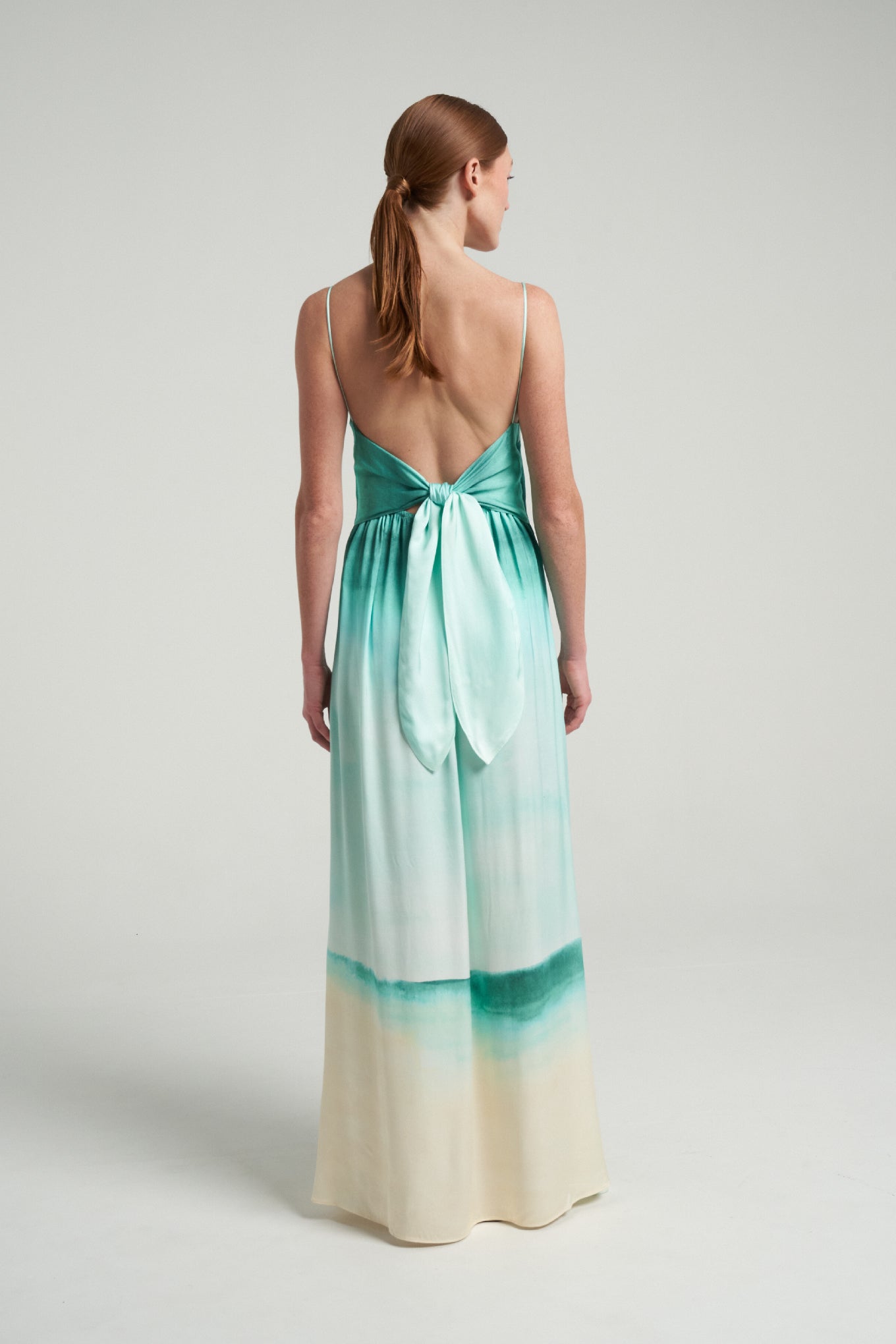 Long Tie Back Dress Oasis Aqua - shopsigal