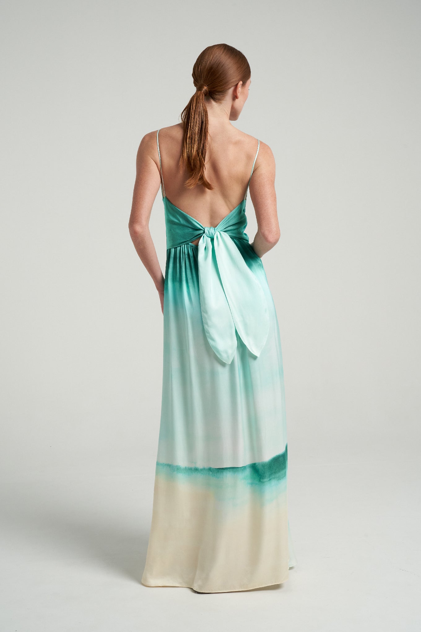 Long Tie Back Dress Oasis Aqua - shopsigal