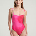 Magenta straight neck One Piece Swimsuit - shopsigal