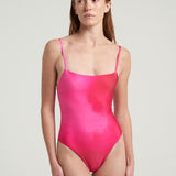 Magenta straight neck One Piece Swimsuit - shopsigal