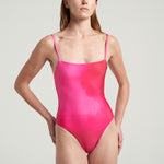 Magenta straight neck One Piece Swimsuit - shopsigal