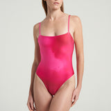 Magenta straight neck One Piece Swimsuit - shopsigal