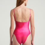 Magenta straight neck One Piece Swimsuit - shopsigal