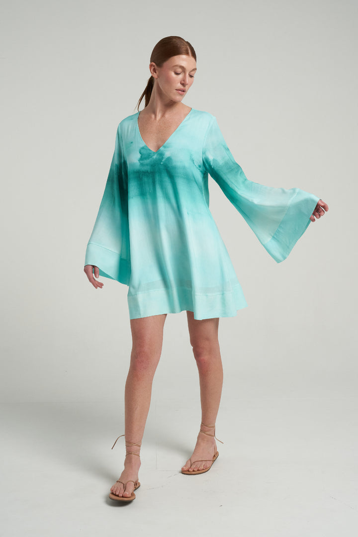 Mini Trapeze Dress Oasis Aqua - shopsigal