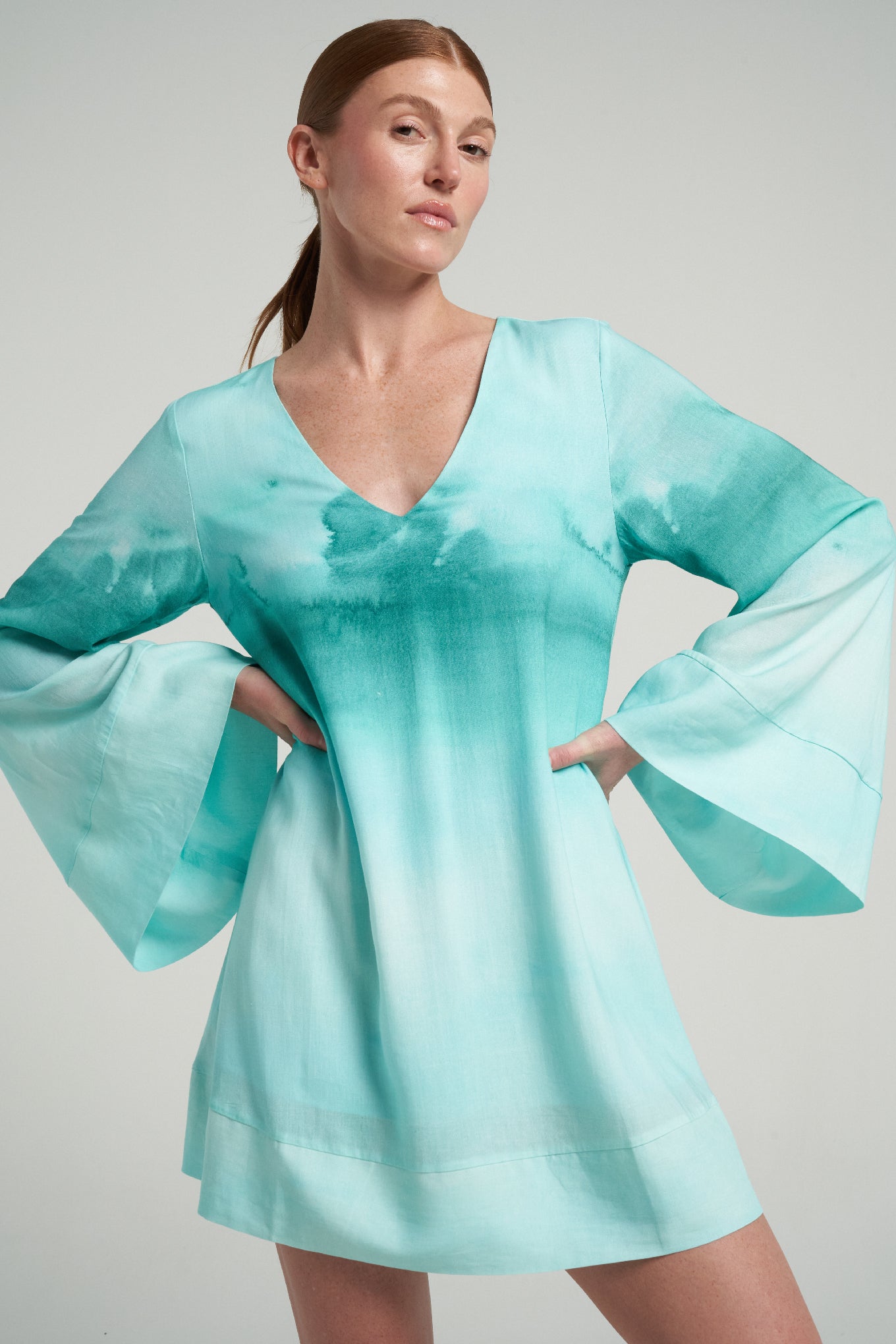 Mini Trapeze Dress Oasis Aqua - shopsigal