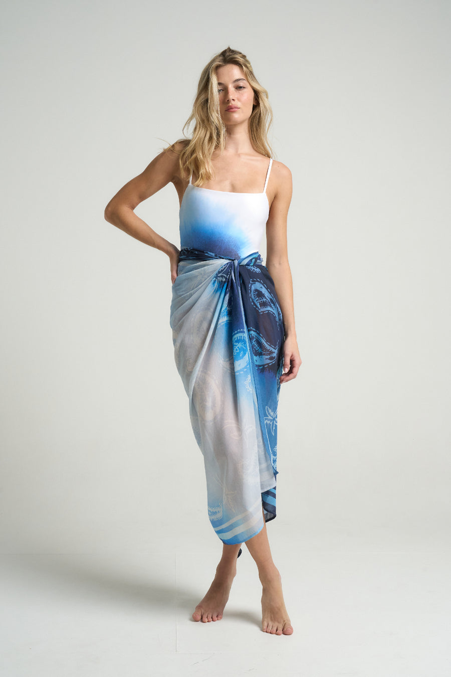 Sarong With Ties Paisley Blue - shopsigal