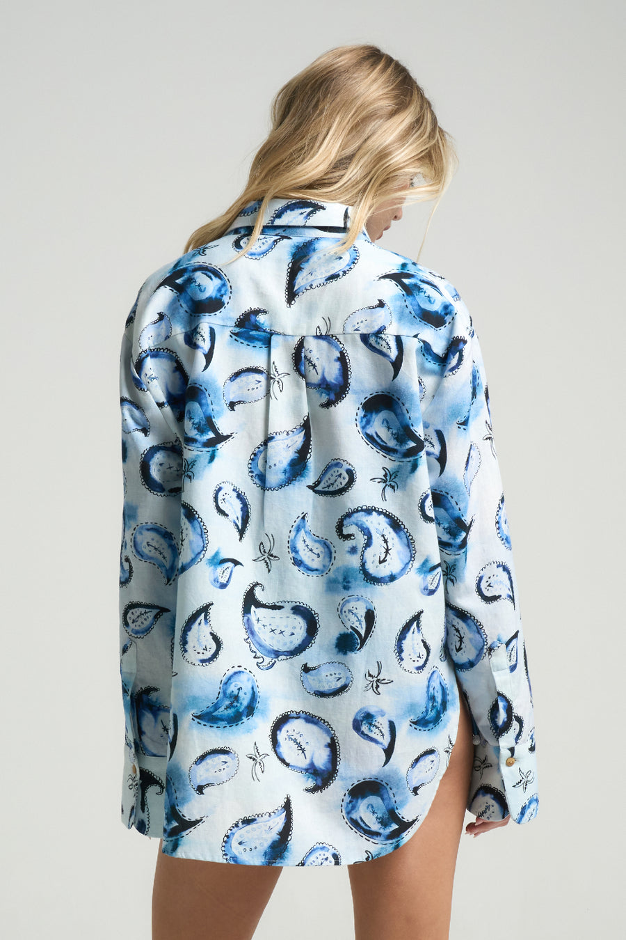 Long Sleeve Shirt Paisley Blue - shopsigal