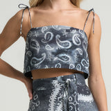 Tie Crop Top Paisley Black - shopsigal