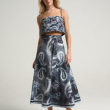 Wrap Circle Skirt Paisley Black - shopsigal