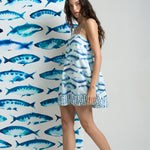 HEMLINE x SIGAL Mini Strappy Trapeze Dress Sardines - shopsigal