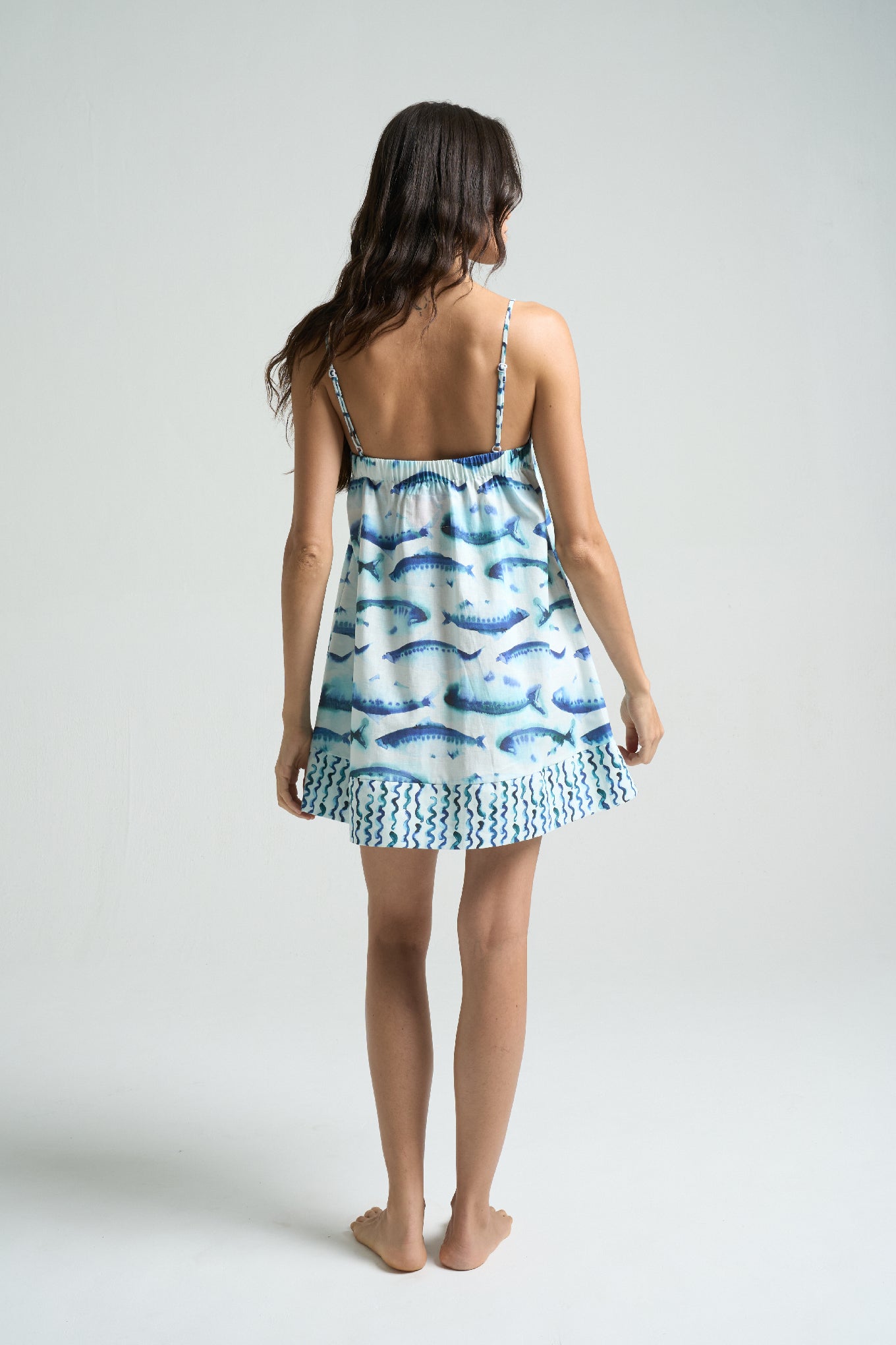 HEMLINE x SIGAL Mini Strappy Trapeze Dress Sardines - shopsigal