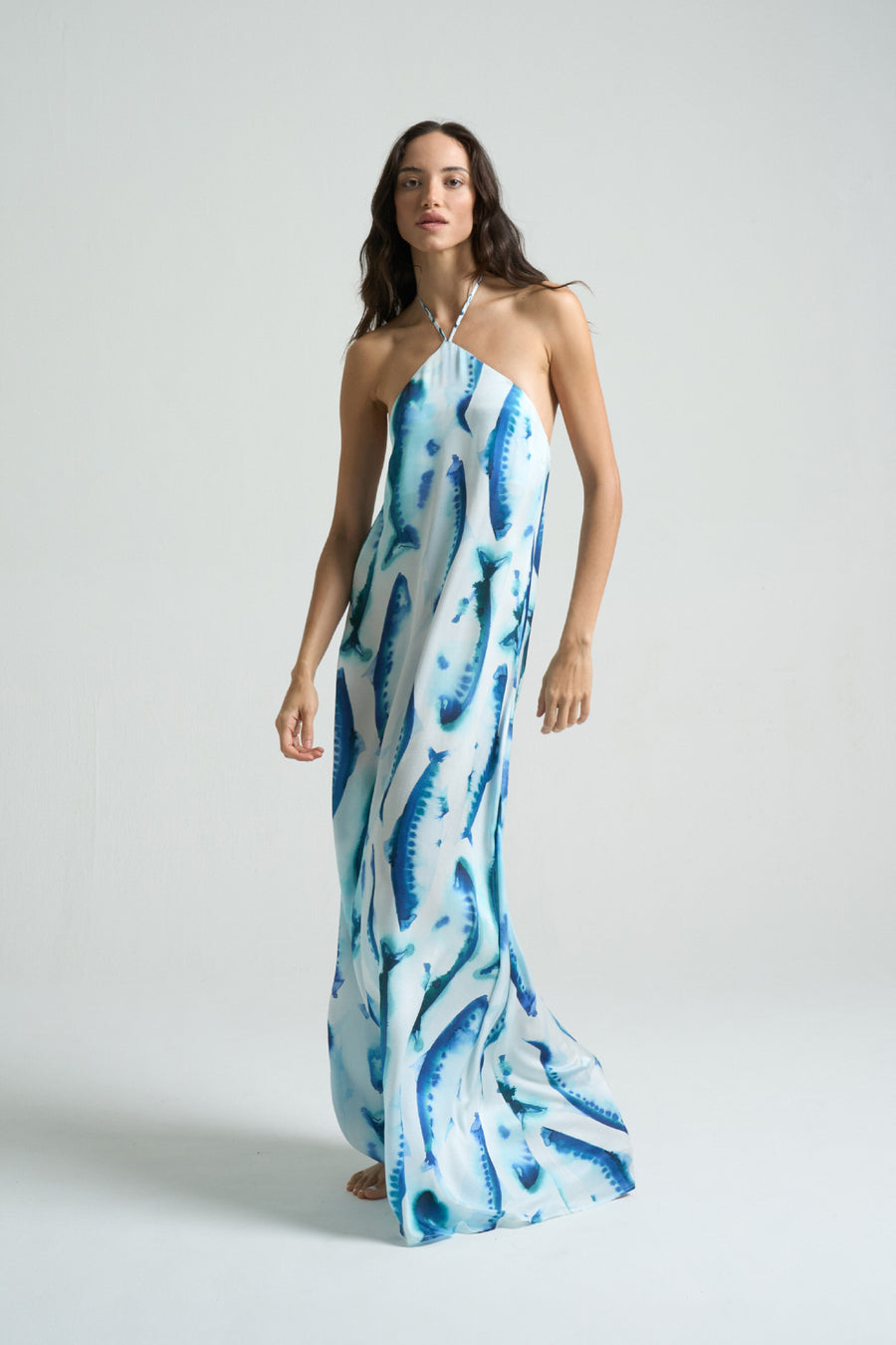 HEMLINE x SIGAL Maxi Halter Dress Sardines - shopsigal